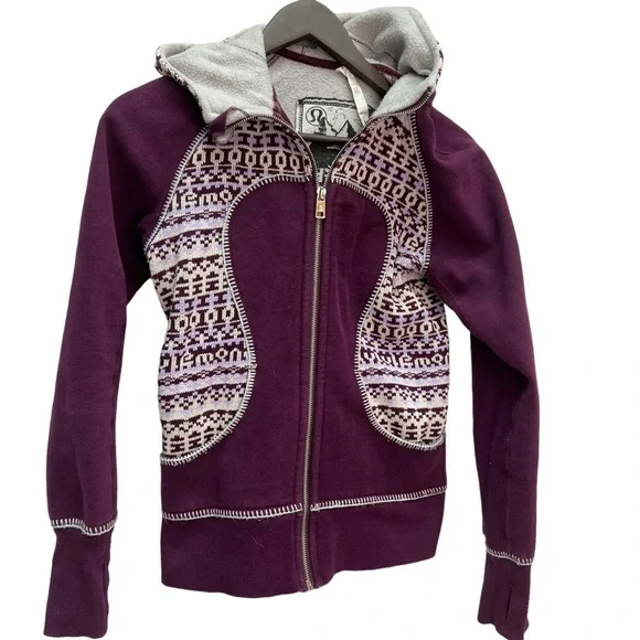 ❤️SOLD❤️Lululemon Special Edition Purple Fair Isle Print Scuba Hoodie Size 6 - Picture 3 of 12